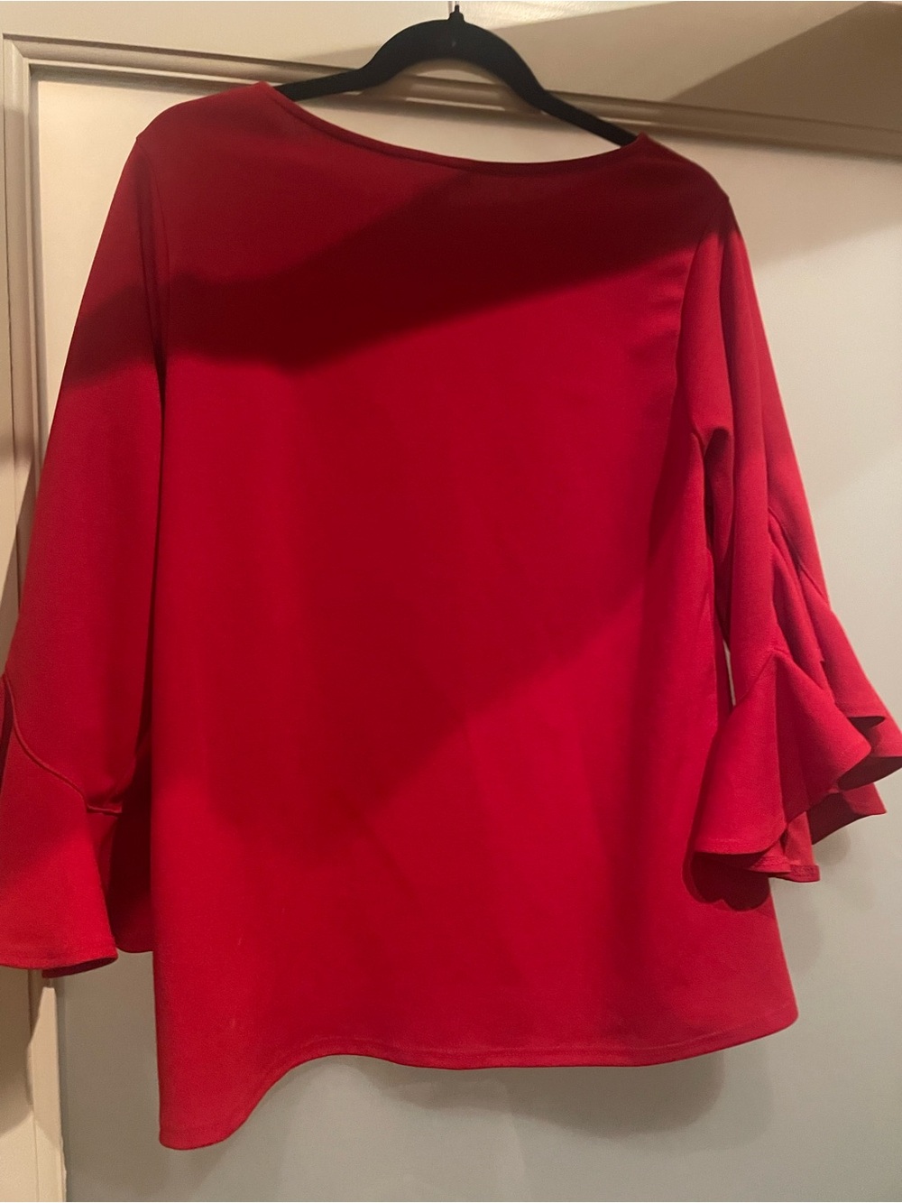 BLVD Red Ruffle Sleeve Blouse - Picture 3 of 5
